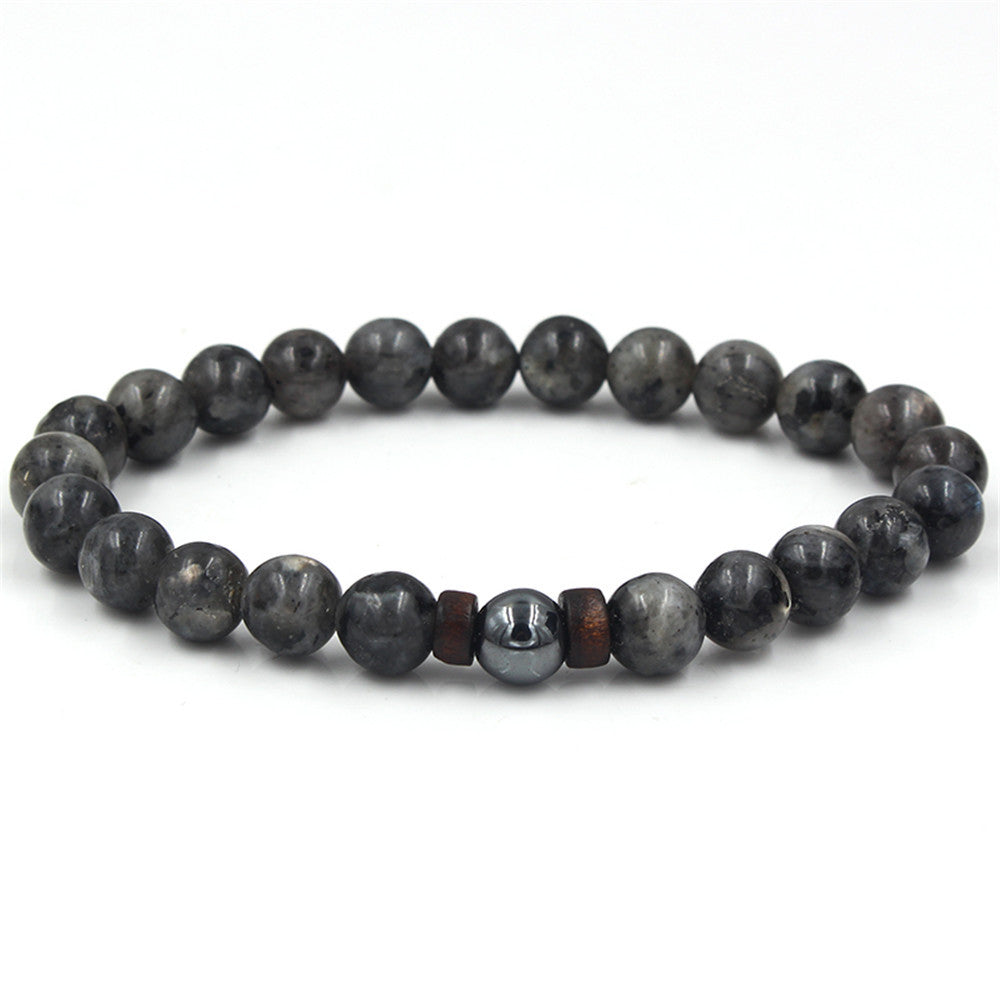 Pulsera de pareja de piedra de hierro negro de piedra volcánica al por mayor